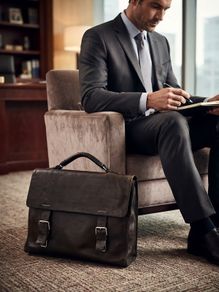 Quality Mens Leather Parisian Lancel Black Satchel Bag