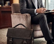 Quality Mens Leather Parisian Lancel Black Satchel Bag