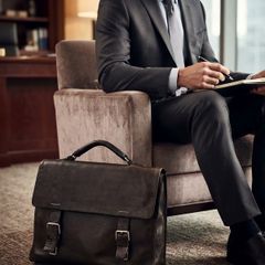 Quality Mens Leather Parisian Lancel Black Satchel Bag