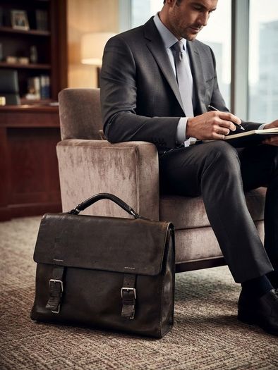 Quality Mens Leather Parisian Lancel Black Satchel Bag