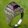 Art Deco Style Amethyst Stone Silver Ring Image 3