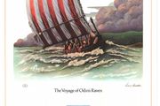 1979 Isle of Man Limited Edition Lithographed Print measuring 333mm X 257mm showing Voyage of Odin's Raven (27/05-04/07/79)  Commemorative Stamp with First Day of Issue Cancel
