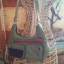 Ted Baker Nylon Shoulder Bag, Olive Green with Pink Details Image 5