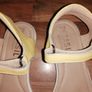 Petasil brand, real leather girls' sandals, size UK4, EU37. Yellow & white design. Image 3