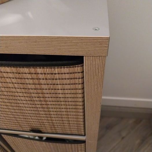 Ikea Kallax Unit, includes metal base frame and 4 bamboo inserts.
