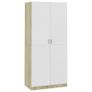 Wardrobe White and Sonoma Oak 90x52x200 cm Chipboard Image 2