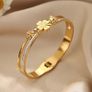 Four Leaf Clover Crystal Gold Bracelet Bangle Image 4