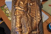 Copper painting representing a fisherman - Old Japanese Ancient Arts and Crafts Measures 22 x 49 cm.