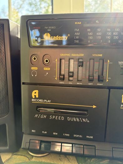 Radio and double cassette machine with speakers