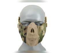 Airsoft - Half Face Skull Mask - Padded Multicam