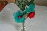 Hand Made Flower Arrangement in Glass Bud Vase for Sale