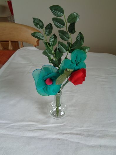 Hand Made Flower Arrangement in Glass Bud Vase for Sale