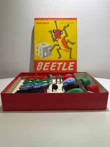 Chad Valley Beetle Game c.1950s COMPLETE - Original Box - Black Beetle Set