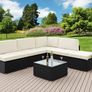 _Poly Rattan XL Lounge Set with Thick Cushions and Pillows Garden Lounge Garden Furniture Set, Black & Cream Image 2