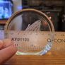 Vintage Glass Paperweight Etched Praying Hands Image 3