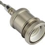 Vintage Ceiling Pendant Light Fitting, Light Grey Twisted Braided Flex,E27 Lamp Holder Suspended Pendant Light Fitting Kit-Satin Nickel Image 2