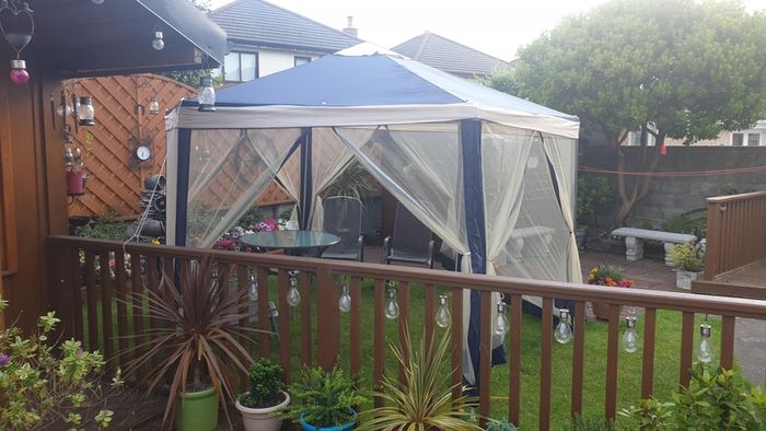 4 m Hexagonal blue Gazebo