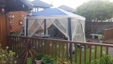 4 m Hexagonal blue Gazebo