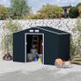 9 x 6FT Metal Shed Roofed Garden Shed Outdoor Storage Shed with Foundation Ventilation & Doors, Dark Grey (FREE POSTAGE) Image 4