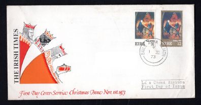 1973 Ireland Christmas Commemorative Stamp Commemorative Stamp Illustrated The Irish Times Addressed First Day Cover (FDC)