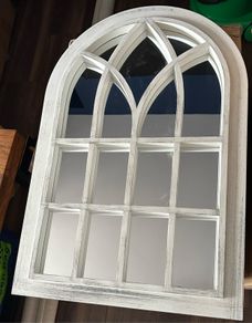 Hanging Arched White Wall Mirror