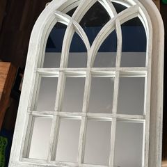 Hanging Arched White Wall Mirror