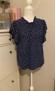 Navy top polka dots