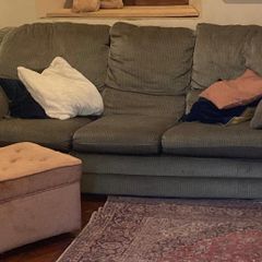 Green/grey couch