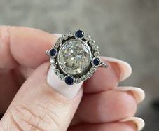 Moissanite & Blue Sapphire Engagement Ring
