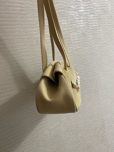 Beige suede handbag