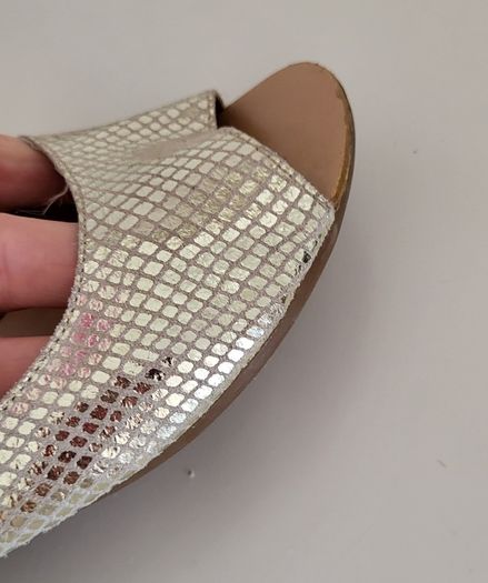 FAITH leather gold open toes sling back flats Sz 39 (Fit 6-6.5UK)