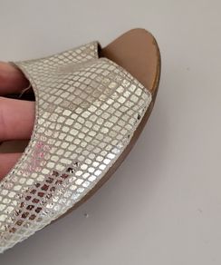 FAITH leather gold open toes sling back flats Sz 39 (Fit 6-6.5UK)