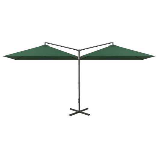 Double Parasol with Steel Pole Green 600x300 cm