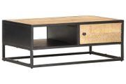 Coffee Table with Carved Door 90x55x36 cm Rough Mango Wood