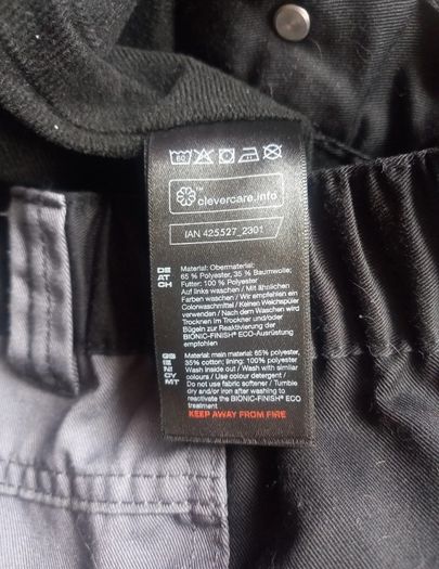 mens lined work trousers parkside new