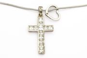 Vintage 925 CZ Cross &amp; Heart Silver Necklace