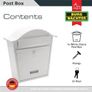 White Classic Wall Mounted Galvanised Steel Lockable Weatherproof Post Box Image 2