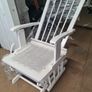 White Wooden Glider Rocking Chair Nursery  Relaxing Chair  Storage Clearance Image 5