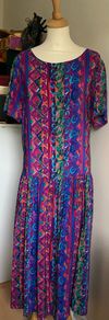 Vintage Monsoon Drop Waist Silk Dress Size Uk14