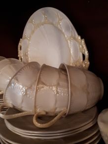 VINTAGE Belleek China,  22 piece  vintage Tea Set (Green Mark)