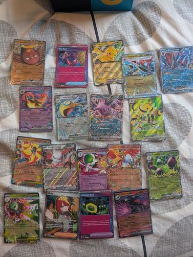 POKEMON bulk Prismatic, Ascended Heroes Destined Rivals Chaos Risinglot plus 18 Ex and a trainer card