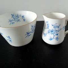 Antique Royal Crown Derby "Hawthorn" Milk jug and Sugar Bowl