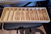 Montesorri Spindle Sticks in wooden box 0-9 barely used