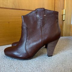 Nine West Brown Leather Ankle Boots UK 5