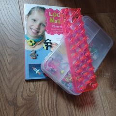 loom bands box, tool, and book.