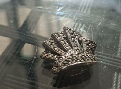 Antique Rhinestone & Silver Scarf Clip