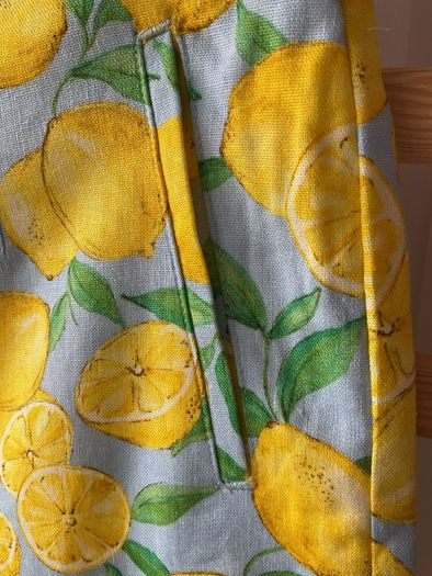 Zara blue & lemon high waisted mediums cotton linen mix