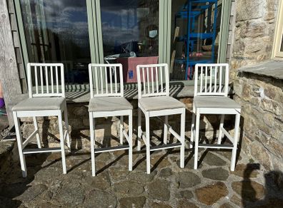 IKEA Ekedalen wooden white grey 4 tall stools