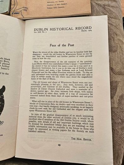 Dublin Historical Records X 4. By The Old Dublin Society. First Edition Paperback In Good Condition.  See Photos For Same.