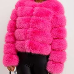 Hot pink fur coat